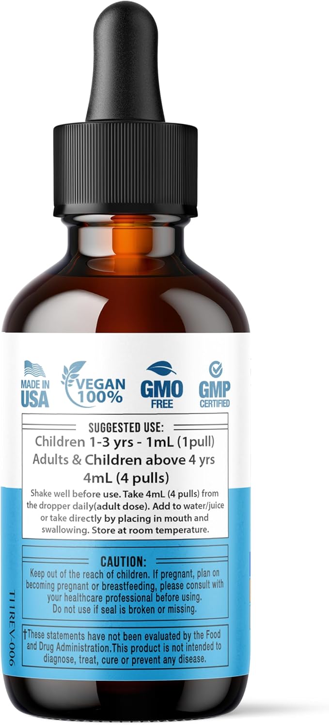 6-in-1 Liquid Multivitamin Supplement | 100% Daily Zinc, Vitamin D3 and Vitamin C Immunity Drops | Elderberry, Echinacea & Ginger Defense Support for Adults & Kids (Passion Fruit, 4oz-2pk)
