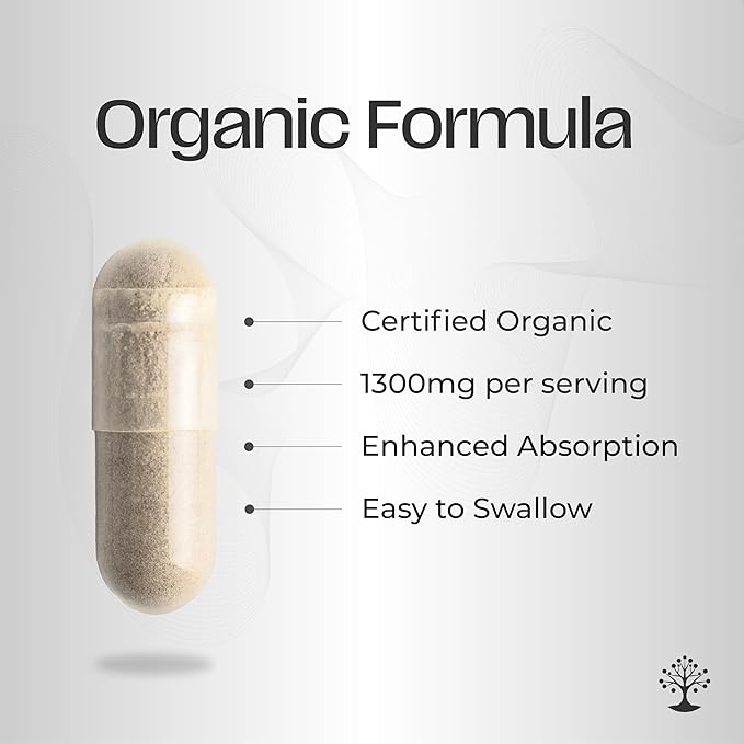 Ashwagandha with Black Pepper for Enhanced Absorption - Certified Organic, Non-GMO, Gluten-Free - Supports Mood and Energy, Supports Rest and Relaxation - 120 Vegan Capsules