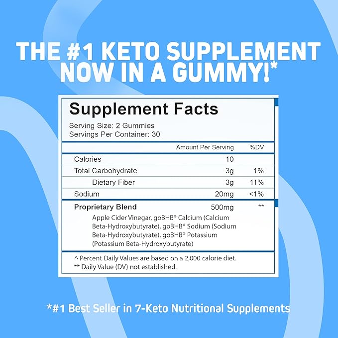 Herbtonics Keto Apple Cider Vinegar Gummies | Digestion & Detox | GLP-1 Support | Sugar Free BHB Advanced Formula for Keto Support - Raw ACV with The Mother - 60 Vegan ACV Gummies