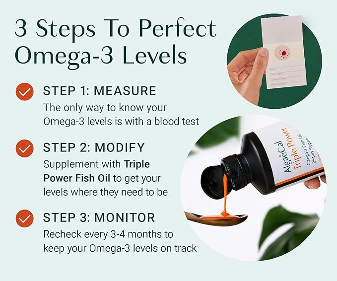 ALGAECAL Omega 3 Finger Test Kit – Easy Home Test Kit with Pre-Paid Return Envelope, Quick & Hassle-Free Certified Lab-Verified Results for Accurate Omega-3 Levels, Made in USA