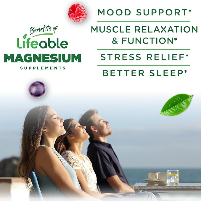 Lifeable Magnesium Gummies for Adults | 900mg Magnesium Citrate Gummies | Vegan Magnesium | for Men and Women | 90 Count