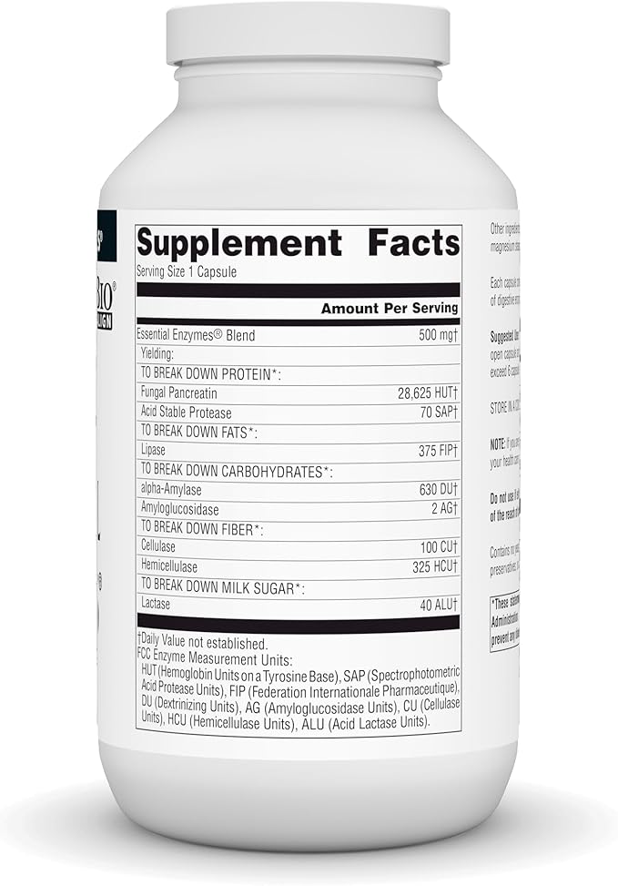 Source Naturals Essential Enzymes 500mg, Bio-Aligned Multiple Enzyme Supplement Herbal Defense for Digestion, Gas, Constipation & Bloating Relief - Digestive Aid* - 360 Capsules, 360 Servings
