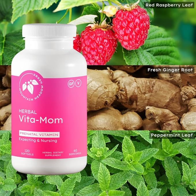 Mountain Meadow Herbs Vita-MOM - Herbal Prenatal Vitamins for Women: Unique Blend of Folic Acid, Vitamins, Iron & Herbs in Soft Gel Caps - 2-Month Supply (120 ct.)