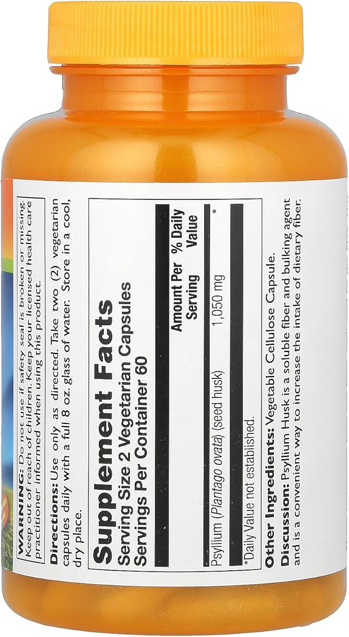 Thompson Psyllium Husk, Veg Cap (Btl-Plastic) 1050mg 120ct