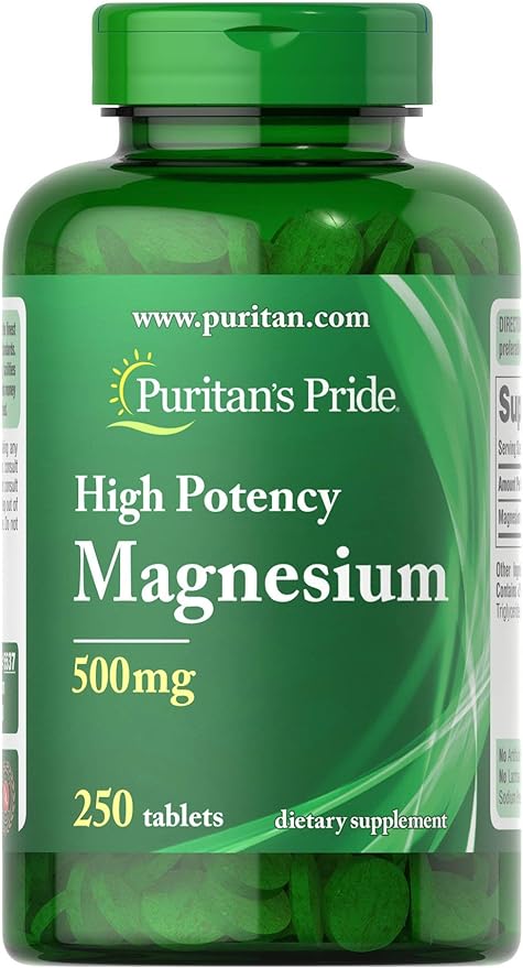 Puritans Pride Magnesium 500 Mg-250 Tablets, 250 Count