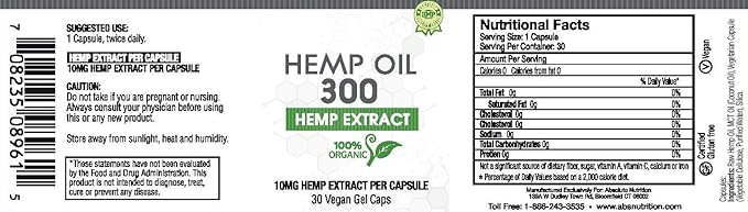 Hemp Oil Capsules 30ct - 100% Organic Hemp Extract Drops - Rich in Omega Fatty Acids 3 6 9 - Ultra-Pure CO2 Extracted - Grown and Made in USA - with MCT Oil