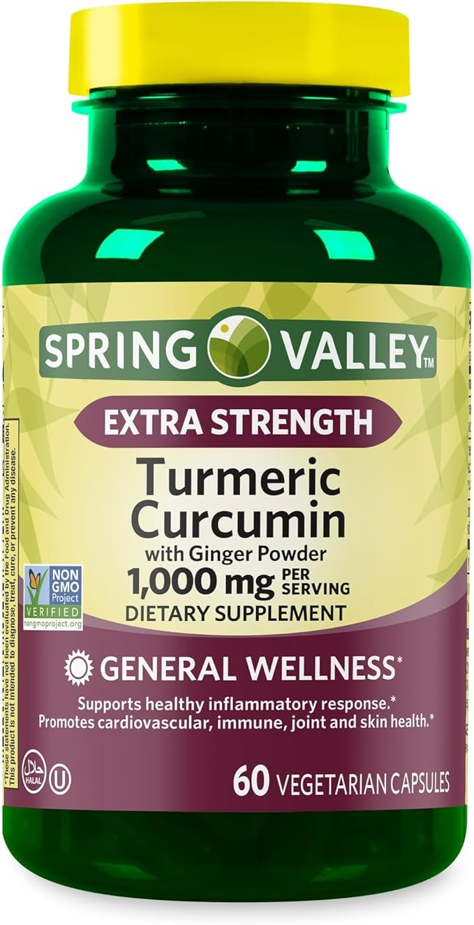 Spring Valley Turmeric Curcumin 1000 mg- 60 Capsules (Pack of 1), Boxed by Fusion Shop Store