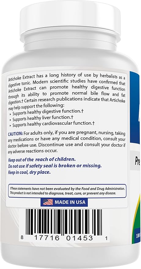 Best Naturals Artichoke Extract 1000 mg Per Serving- 3rd Party Lab Tested - 180 Capsules