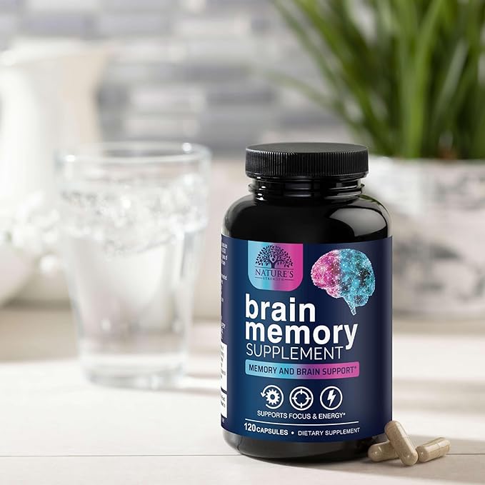 Brain Supplements for Memory and Focus - Advanced Cognitive Formula to Support Concentration, Energy, Clarity - Brain Health Memory Vitamins with Bacopa, Phosphatidylserine, DMAE & More - 120 Capsules