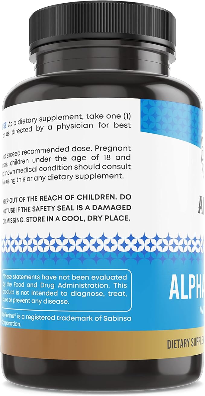 Ancient Bliss Alpha Lipoic Acid Supplement, Antioxidant and Energy Support, ALA Supplement with Bioperine, No Gluten and Soy, 600mg per Serving, 120 Vegan Capsules