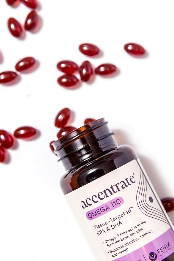 Accentrate Omega 110 w/LYSOVETA LPC | EPA & DHA Supplements for Brain Health | Focus, Memory, & Mood | 6X Better Absorption Than Fish Oil | Omega-3 Fatty Acid Supplements | 60 Softgels (Month)