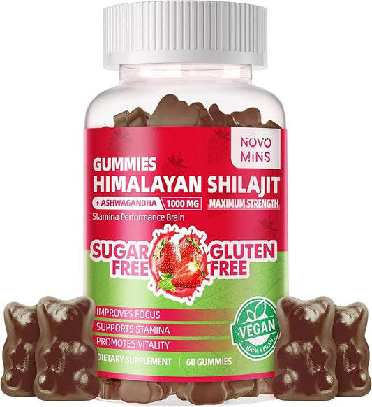 Pure Himalayan Shilajit Gummies for Men & Women - 100% Natural & Organic | 85+ Trace Minerals & Fulvic Acid | 60 Count | Individually Packaged
