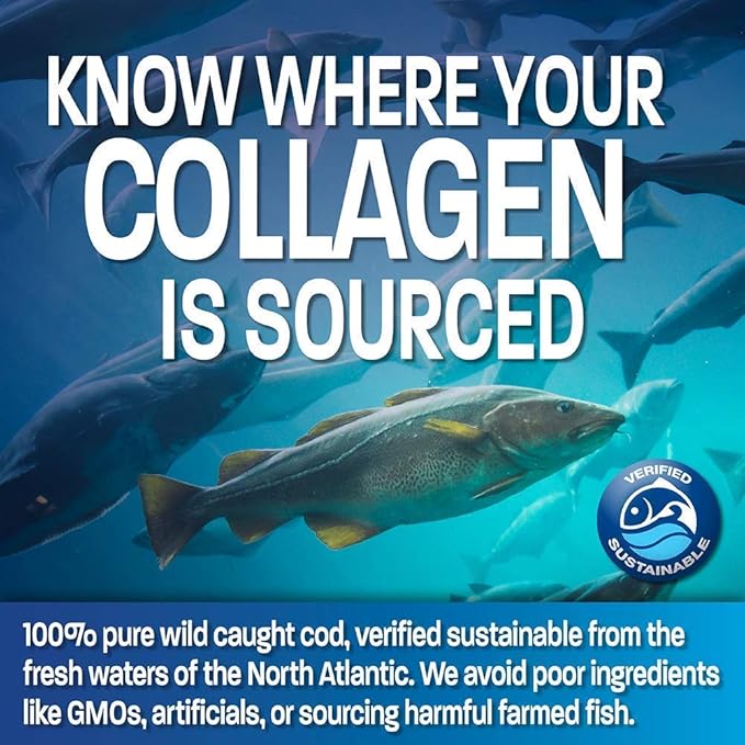 Bronson Marine Collagen Peptides Hydrolyzed Protein Powder 100% Wild Caught Nordic Cod Vitamin C Powder Pure Ascorbic Acid Soluble Fine Non GMO Crystals