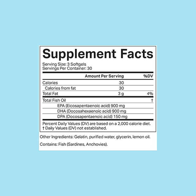 Advanced Omega 3 Fish Oil Supplement | High EPA, DHA and DPA for Brain Health, Heart Support and Metabolic Balance | Pure Omega-3 Fatty Acids
