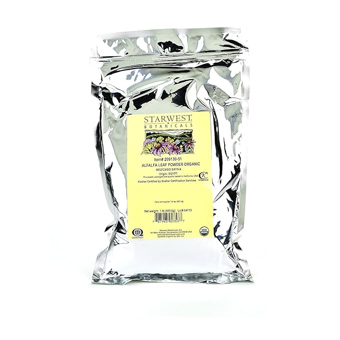 Starwest Botanicals Organic Egyptian Alfalfa Leaf Powder, 1 Pound Bulk Bag
