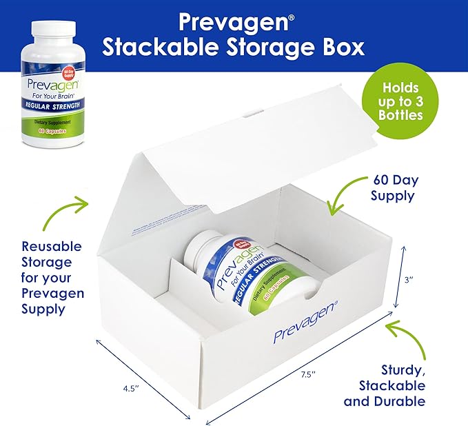 Prevagen Regular Strength 10mg, 60 Capsules |1 Pack| with Apoaequorin & Vitamin D with Attractive and Stackable Prevagen Storage Box