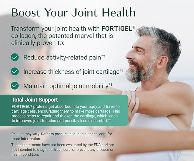 ALGAECAL Collagen: 4 Clinically-Supported Collagen Peptides VERISOL®, FORTIGEL®, UC-II®, FORTIBONE®, Anti-Aging Hydrolyzed Collagen Powder, 60 Servings, Made in USA