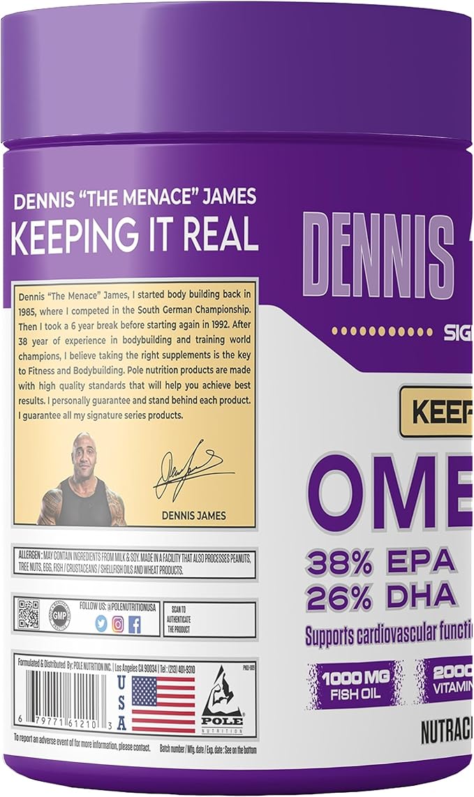 DENNIS JAMES Signature Series Omega-3 | D3+K2 | 90 Softgels | 90 Serving