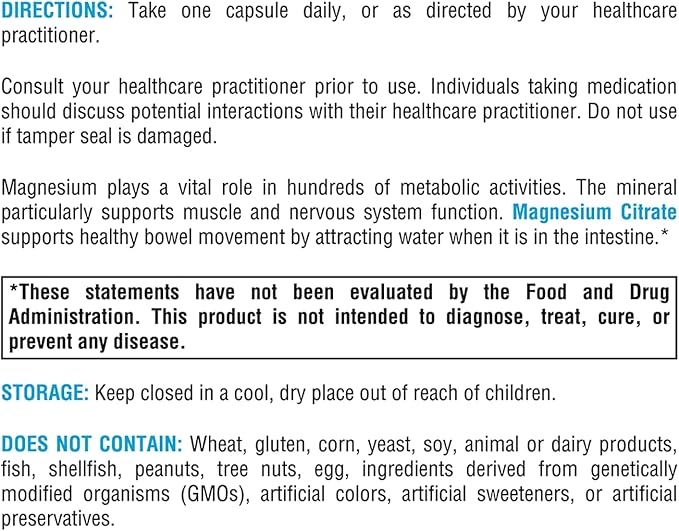 XYMOGEN Magnesium Citrate Capsules - Vegan Magnesium Supplement for Women + Men - Regularity, Muscle, Bone + Heart Health Supplements (120 Magnesium Pills)