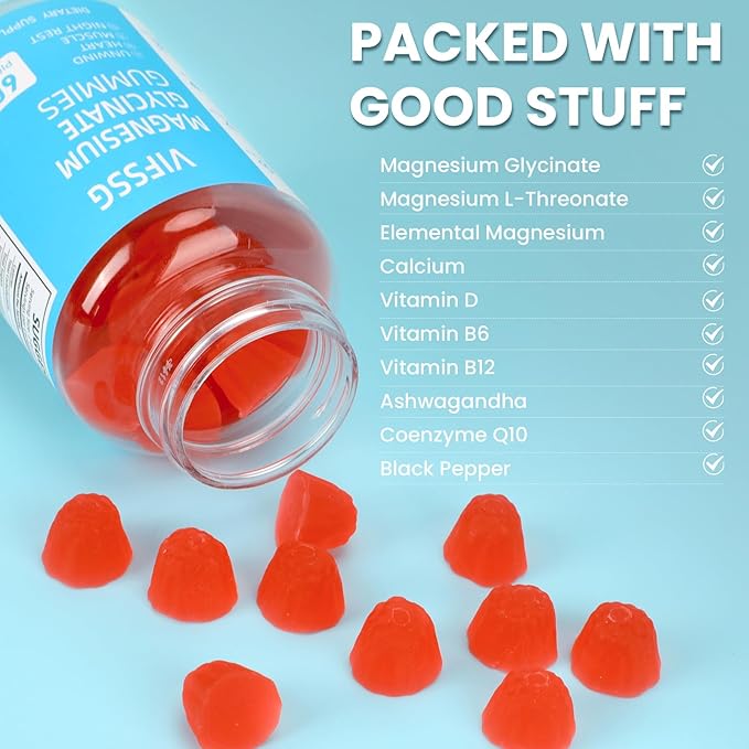 Magnesium Glycinate Gummies 400mg, 2 Pack Sugar Free Gummies with Magnesium L-Threonate 200mg - Magnesium Supplement Chewable Gummies for Women & Men Vegan, Organic Gummies 120 Count