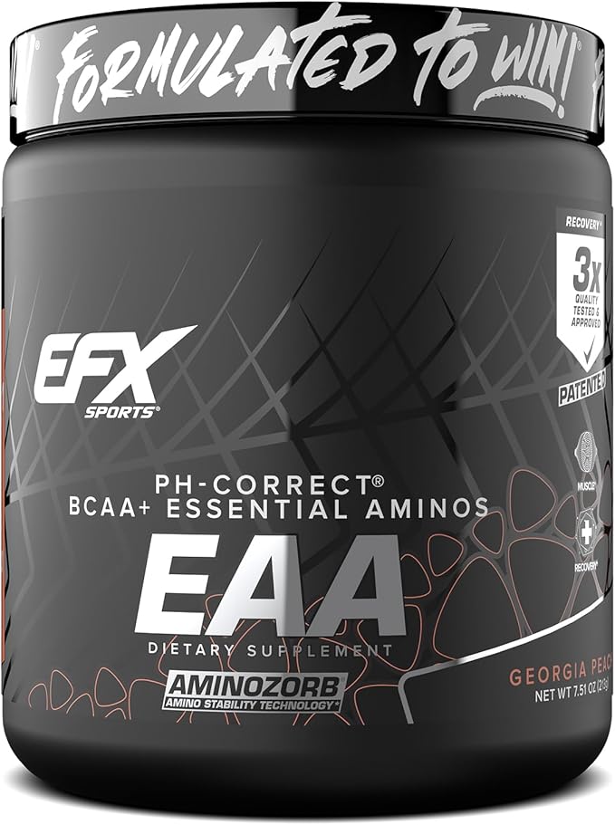 EFX Sports Training Ground EAA | Essential Amino Acids Supplement | Energy & Protein Synthesis | Pre, Intra, or Post Workout | 40 Servings (Georgia Peach)