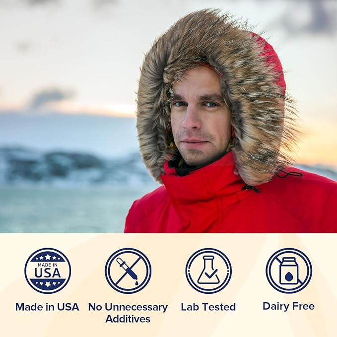 Antarctic Krill Oil 1000 mg Softgels, Krill Oil Omega-3s, EPA, DHA, Astaxanthin & Phospholipids, Brain, Heart Health, 60 Softgels, Non-GMO, No Gluten, Made in The USA