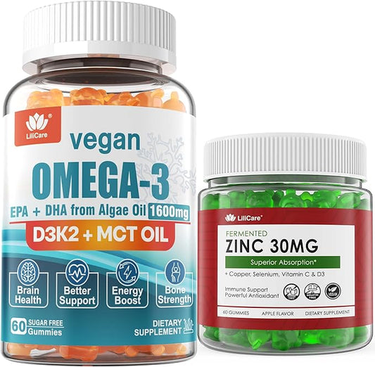 Vegan Omega 3 Gummies + Sugar Free Zinc Gummies