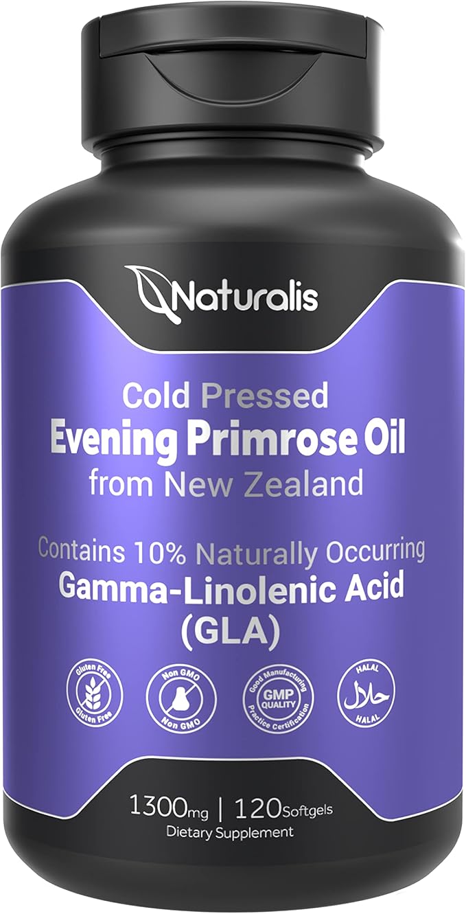 Evening Primrose Oil (1300mg) | 100% Natural from New Zealand | Non-GMO, Soy & Gluten Free, Zero Filler | 120 Softgels
