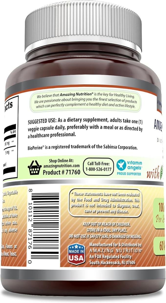 Amazing Formulas CoQ10 with Bioperine | 100 Mg Per Serving Supplement | 60 Veggie Capsules | Non-GMO | Gluten Free | Made in USA