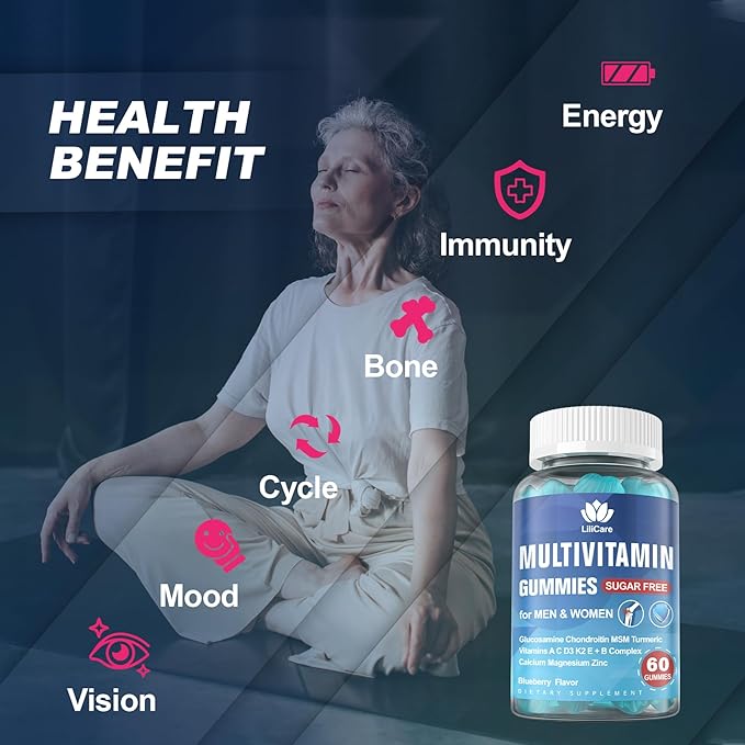 Sugar Free Methylated Multivitamin Gummies for Men & Women 50 Plus | with Glucosamine Chondroitin MSM | Multi Vitamin D3 K2 & B Complex, A C E | Chewable Gummy Vitamins for Adults Seniors, 120 Cts