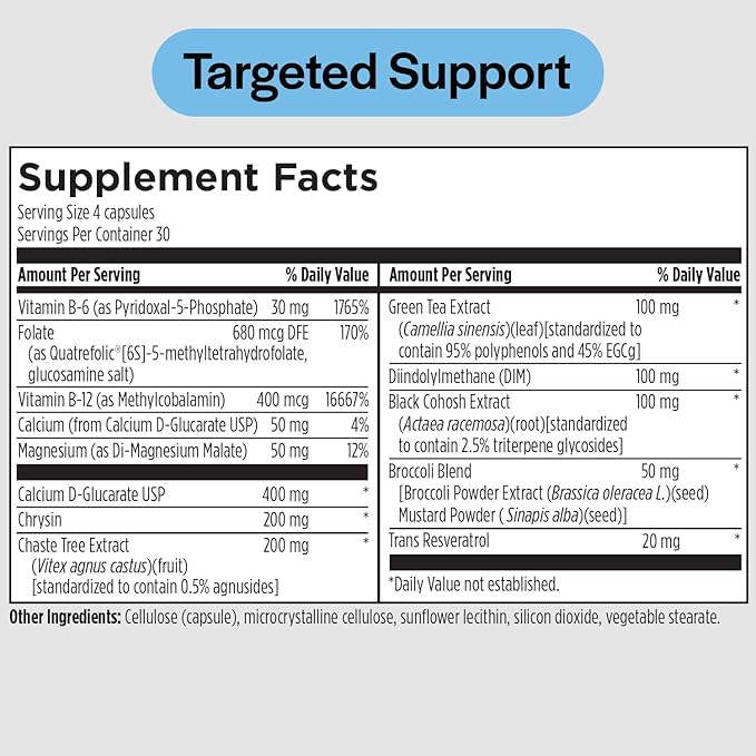 PureFormulas Balance for Her - Hormone Balance for Women - DIM, Black Cohosh, Calcium D-Glucarate, EGCg Green Tea Extract & Chaste Tree Supplement for Mood Support & Estrogen Metabolism -120 Capsules