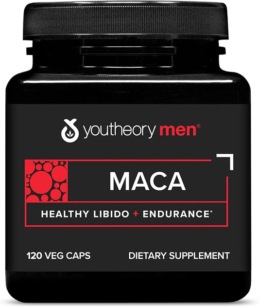 Youtheory Men's Maca - Vegan Maca Supplement for Men - Supports Energy, Stamina & Endurance* - Dairy, Soy & Gluten Free - 120 Vegetable Capsules