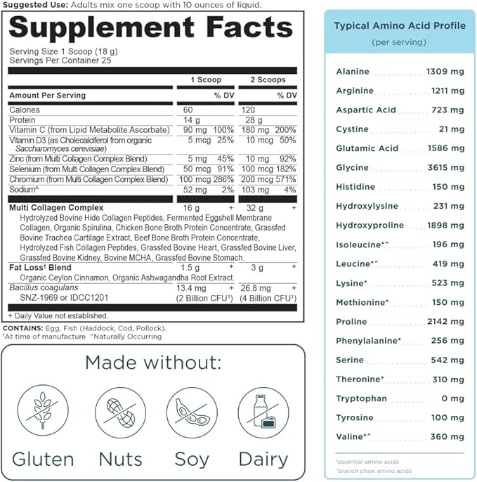 Ancient Nutrition Advanced Hydrolyzed Collagen Peptides Powder Protein Lean with Probiotics and Vitamin C, Cinnamon, for Women & Men, Supports Healthy Weight Management & Muscle Building, 25 Servings