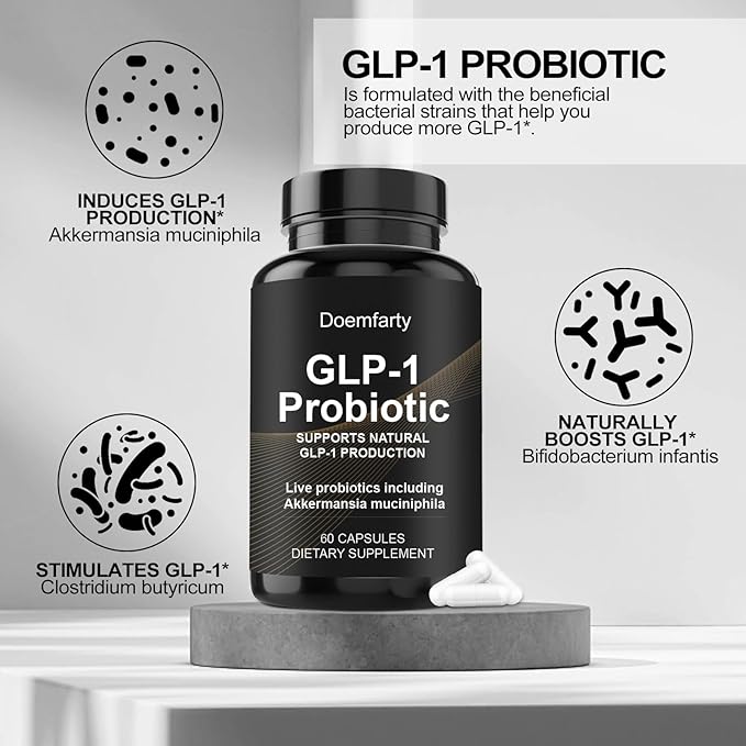 60 PCS GLP-1 Probiotic - AFU Multi-Strain Probiotic + Prebiotic, Naturally Support GLP-1 Production, Delayed Release, Third-Party Tested, for Men & Women 60 Servings (Pack of 1) K1
