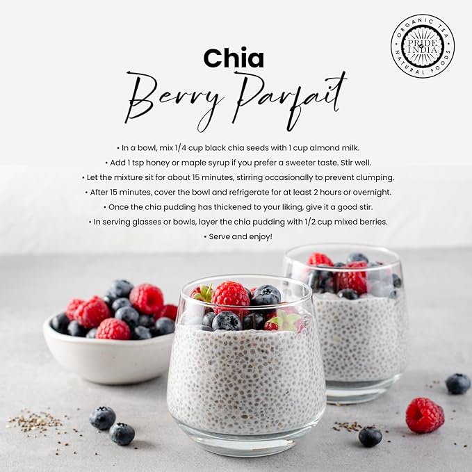 Pride Of India - Natural Black Chia Seeds - Omega-3 & Fiber Superfood, 1.25 Pound (20oz) Jar