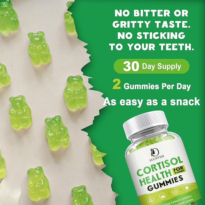 Cortisol Supplements Gummies for Women, Magnesium Ashwagandha Rhodiola Rosea and L-theanine Complex for Women, Maintain Healthy Cortisol Levels - 30 Day Vegan Supply
