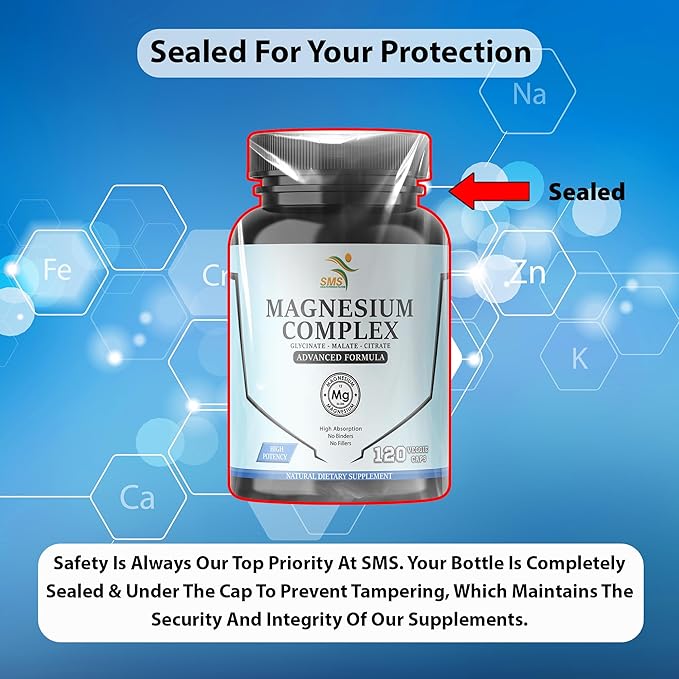 Magnesium Complex | 470mg of Magnesium Glycinate, Malate, & Citrate for Muscles, Nerves, & Energy | High Absorption | Vegan, Non-GMO | 120 Capsules