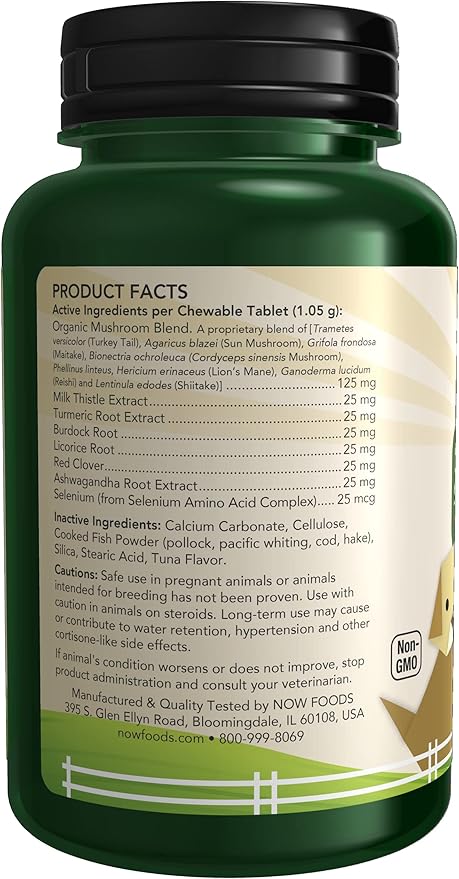 NOW Foods Pet Health, Immune Support Supplement, Formulated for Cats & Dogs, NASC Certified, 90 Chewable Tablets