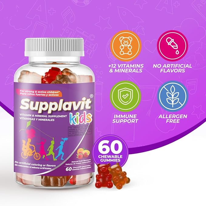 Kids Vitamins and Supplements, No Artificial Coloring, Allergen-Free for Healthy and Strong Children, Natural Fruit Flavors, Healthy and Delicious, (240 Gummies)