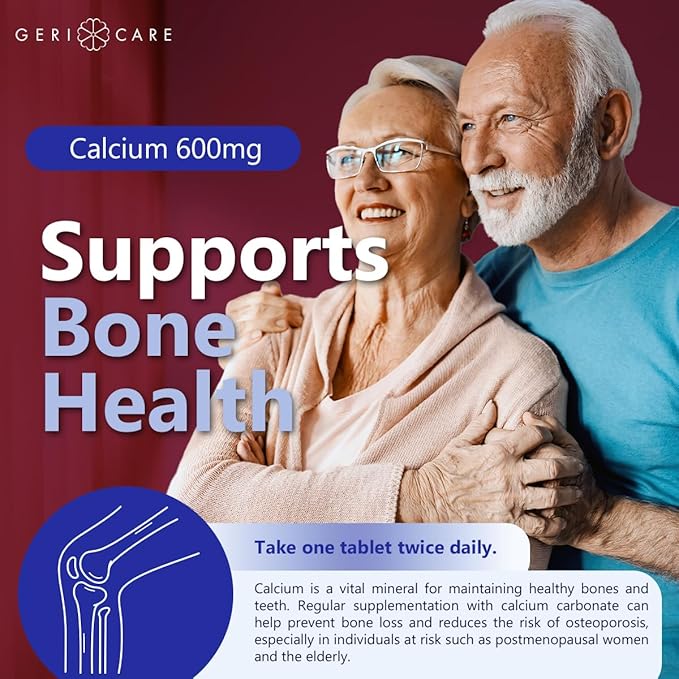 Gericare Calcium 600mg Supports Bone Health, Nutritional Supplement, 60 Count (Pack of 1)