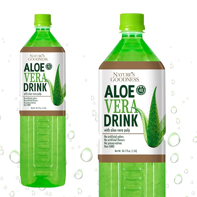Nature's Goodness Aloe Vera Drink with Pulp - 50.7 Fl Oz (1.5 L) - Refreshing Beverage with Real Aloe Vera Juice