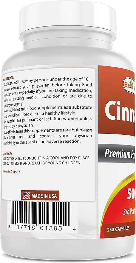 Best Naturals Cinnamon 500 mg 250 Capsules (250 Count (Pack of 1))