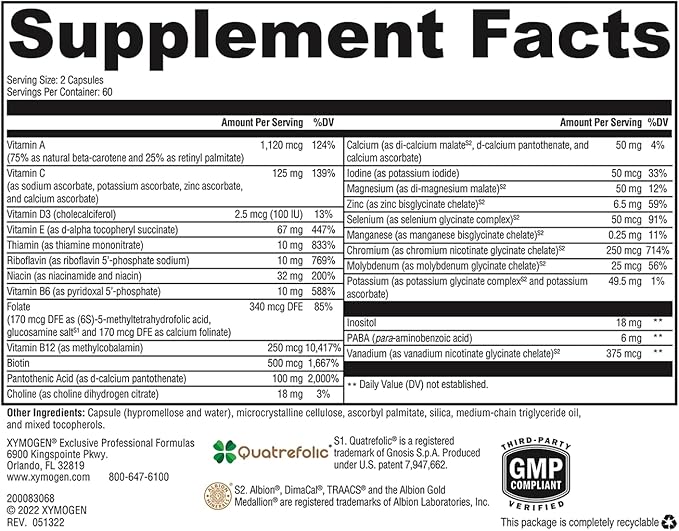Xymogen ActivNutrients® Without Copper & Iron 120 Capsules Multivitamin/Mineral Formula for Wellness Support*