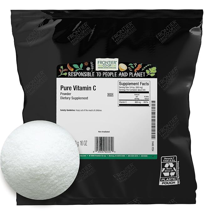 Frontier Bulk Vitamin C Powder (3,400 mg Vitamin C/tsp.), 1 Pound