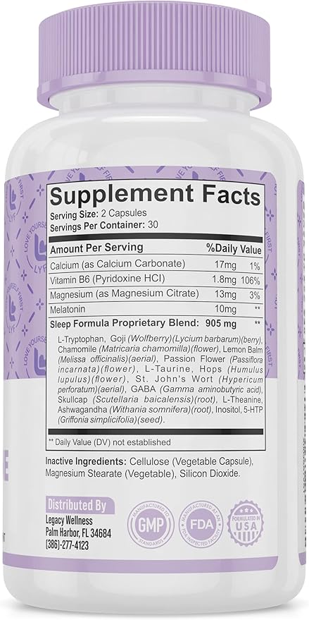 Cloud 9 - All Natural Sleep Aid Supplement - Relaxing Vitamin & Herbal Formula - 10mg Melatonin Calcium Magnisium L-Theanine 5-HTP GABA St. John's Wort Ashwagandha Chamomile & More 60 Vegan Capsules
