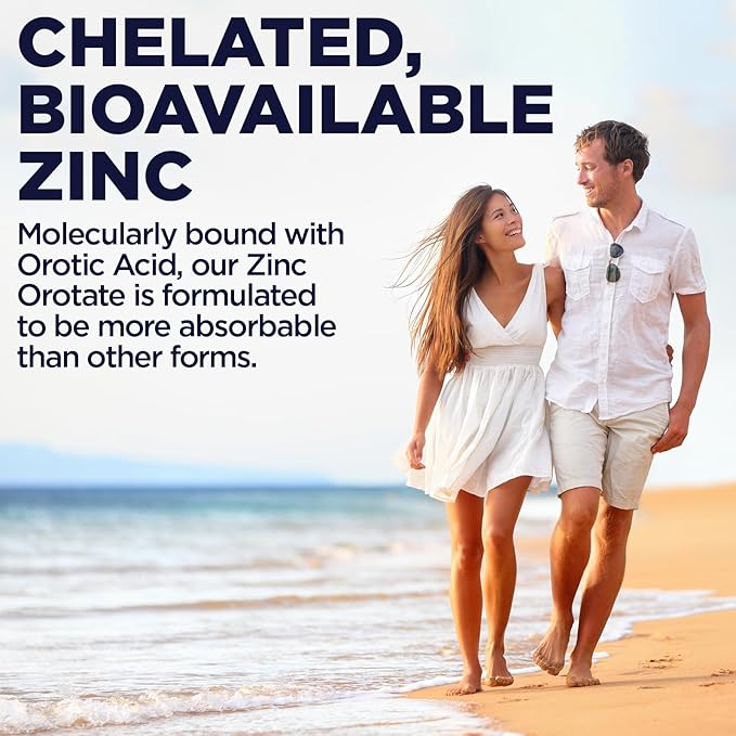 KAL Zinc Orotate 30mg, Sustained Release, Chelated Zinc Tablets, Immune Support Supplement, Protein Synthesis, Metabolism, Energy Support, Vegan, Gluten Free, 60-Day Guarantee, 90 Servings, 90 Tablets