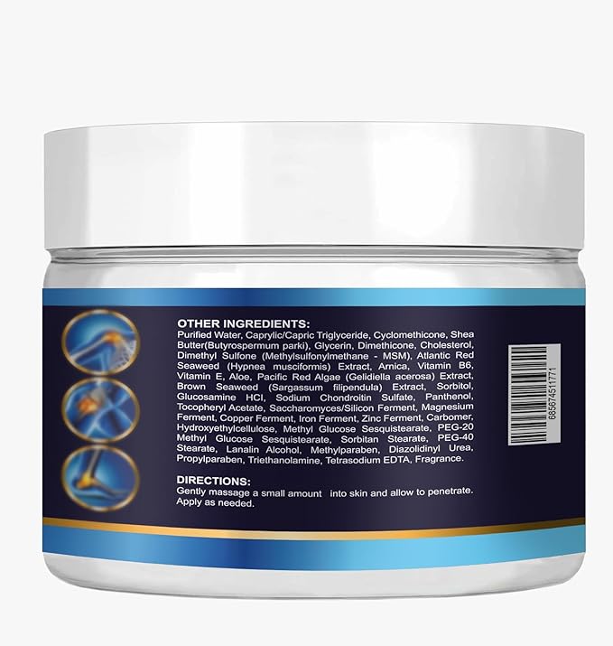 Premium Organic Glucosamine & Chondroitin Cream with MSM, Arnica, & Collagen
