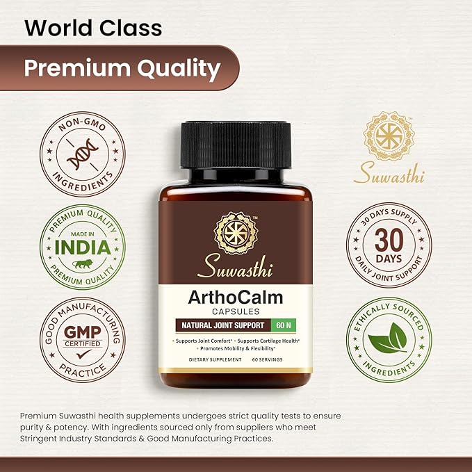 Arthocalm Capsule Boswellia & Bromelain Supplement for Men & Women, Ayurvedic Blend with Turmeric, Black Pepper & Ginger that May Support your Joints, Non-GMO, Gluten Free & Vegan 60 Capsules