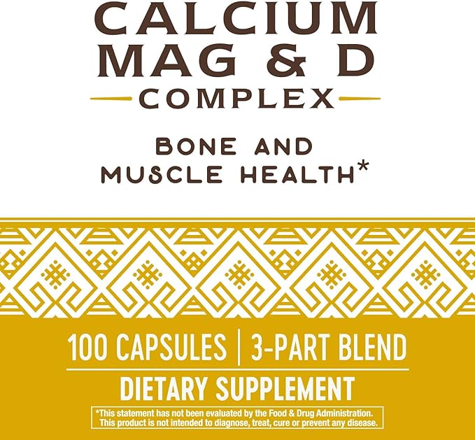 Nature's Way Calcium Magnesium & Vitamin D Complex, Healthy Bones & Teeth, Muscle Function*, Muscle Relaxation,* with Vitamin D3, Gluten free, 100 Capsules (Packaging May Vary)