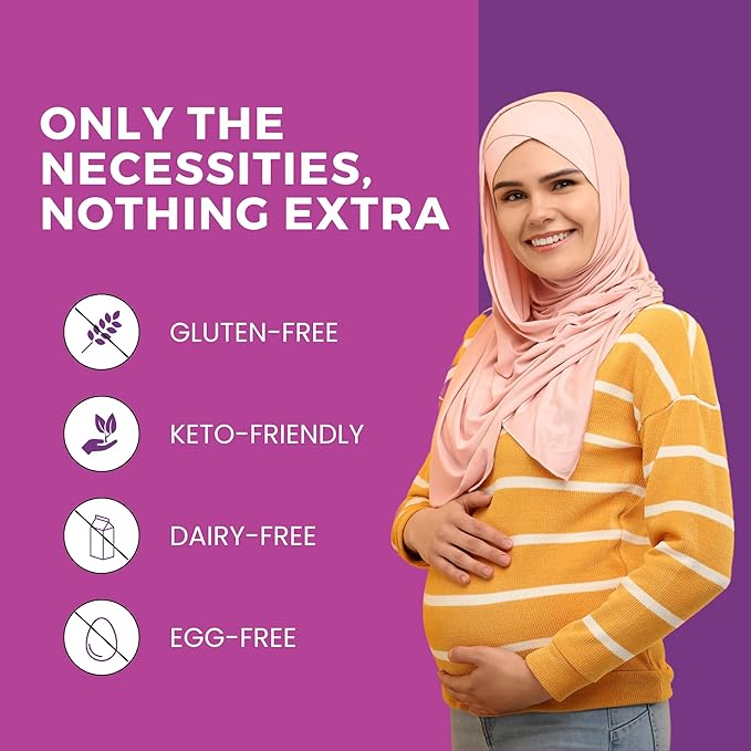 Halal Prenatal Vitamins + DHA, Folic Acid Iron, Ginger for Soothing, One Daily, for All Pregnancy Stages, Gluten Free, Non-GMO, 60 Softgels, 2 Months Supply, USA Made, Halal Vitamins